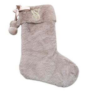 Victoria's Secret Mauve Blush Pink Christmas Stocking with pom New with tags